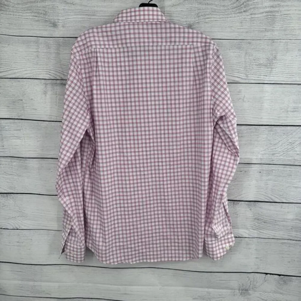 Lauren Ralph Lauren‎ Shirt Mens Med 15-34/35 Plaid Slim Fit Performance Stretch